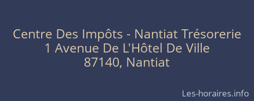Centre Des Impôts - Nantiat Trésorerie
