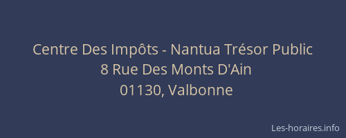 Centre Des Impôts - Nantua Trésor Public