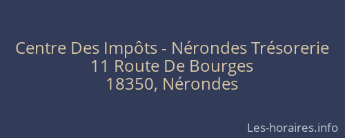 Centre Des Impôts - Nérondes Trésorerie