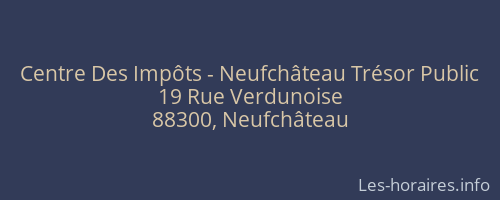 Centre Des Impôts - Neufchâteau Trésor Public