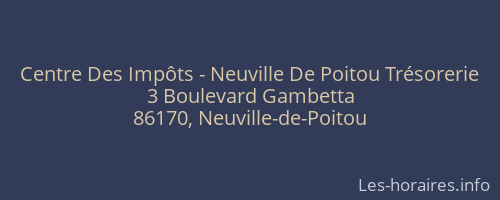 Centre Des Impôts - Neuville De Poitou Trésorerie