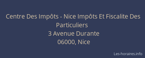 Centre Des Impôts - Nice Impôts Et Fiscalite Des Particuliers