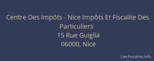 Centre Des Impôts - Nice Impôts Et Fiscalite Des Particuliers