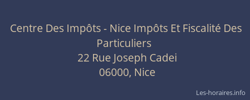 Centre Des Impôts - Nice Impôts Et Fiscalité Des Particuliers