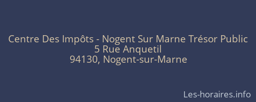 Centre Des Impôts - Nogent Sur Marne Trésor Public