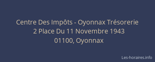 Centre Des Impôts - Oyonnax Trésorerie