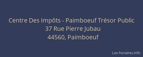 Centre Des Impôts - Paimboeuf Trésor Public