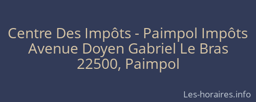 Centre Des Impôts - Paimpol Impôts