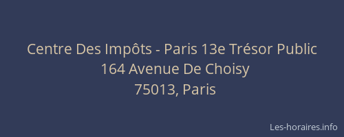 Centre Des Impôts - Paris 13e Trésor Public