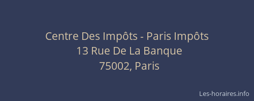 Centre Des Impôts - Paris Impôts