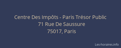 Centre Des Impôts - Paris Trésor Public