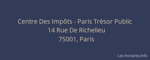 Centre Des Impôts - Paris Trésor Public