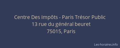 Centre Des Impôts - Paris Trésor Public