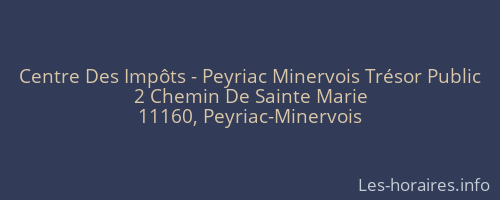 Centre Des Impôts - Peyriac Minervois Trésor Public