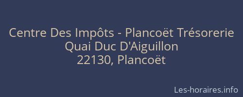 Centre Des Impôts - Plancoët Trésorerie