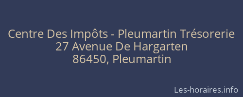 Centre Des Impôts - Pleumartin Trésorerie