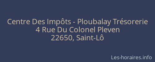 Centre Des Impôts - Ploubalay Trésorerie