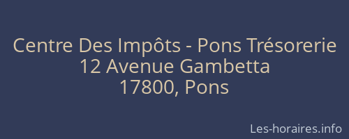 Centre Des Impôts - Pons Trésorerie