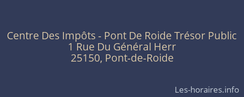 Centre Des Impôts - Pont De Roide Trésor Public
