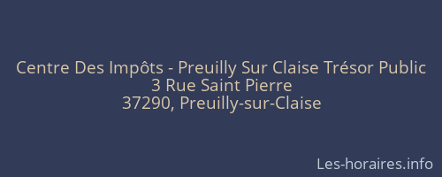 Centre Des Impôts - Preuilly Sur Claise Trésor Public