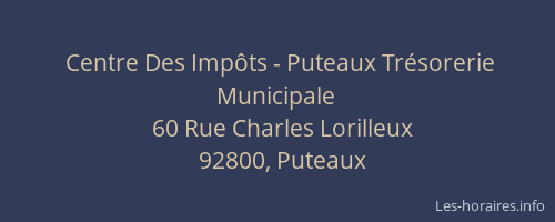 Centre Des Impôts - Puteaux Trésorerie Municipale