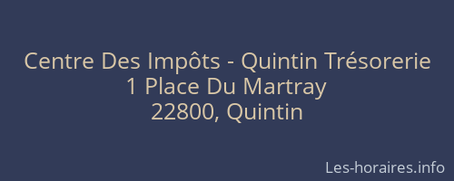 Centre Des Impôts - Quintin Trésorerie