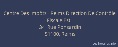 Centre Des Impôts - Reims Direction De Contrôle Fiscale Est
