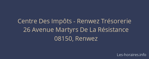 Centre Des Impôts - Renwez Trésorerie