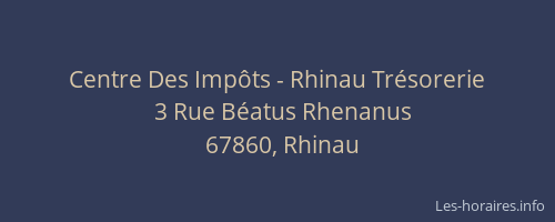 Centre Des Impôts - Rhinau Trésorerie