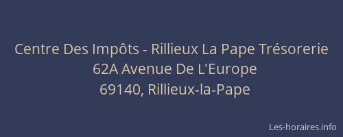 Centre Des Impôts - Rillieux La Pape Trésorerie