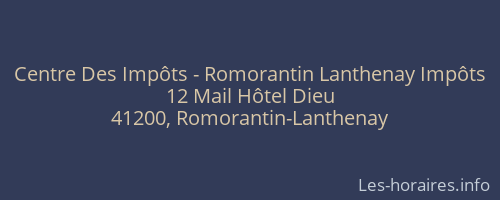 Centre Des Impôts - Romorantin Lanthenay Impôts