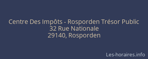 Centre Des Impôts - Rosporden Trésor Public