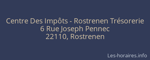 Centre Des Impôts - Rostrenen Trésorerie