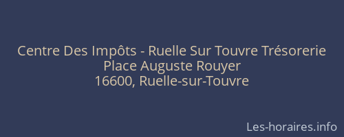 Centre Des Impôts - Ruelle Sur Touvre Trésorerie