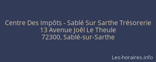Centre Des Impôts - Sablé Sur Sarthe Trésorerie