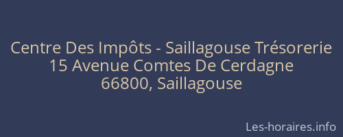 Centre Des Impôts - Saillagouse Trésorerie