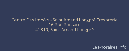Centre Des Impôts - Saint Amand Longpré Trésorerie