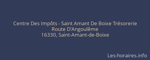 Centre Des Impôts - Saint Amant De Boixe Trésorerie