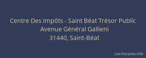 Centre Des Impôts - Saint Béat Trésor Public