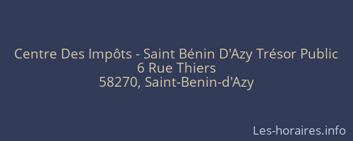 Centre Des Impôts - Saint Bénin D'Azy Trésor Public