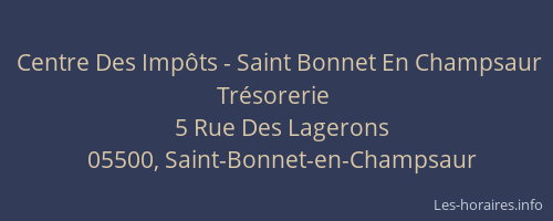 Centre Des Impôts - Saint Bonnet En Champsaur Trésorerie