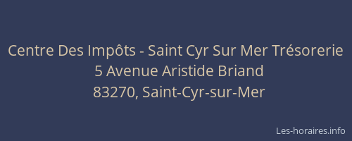 Centre Des Impôts - Saint Cyr Sur Mer Trésorerie