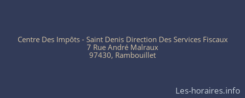 Centre Des Impôts - Saint Denis Direction Des Services Fiscaux