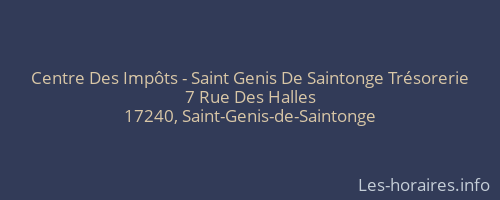 Centre Des Impôts - Saint Genis De Saintonge Trésorerie