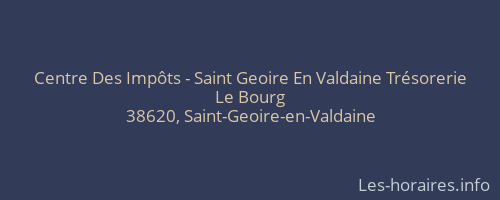 Centre Des Impôts - Saint Geoire En Valdaine Trésorerie