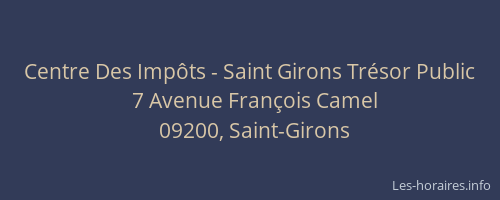 Centre Des Impôts - Saint Girons Trésor Public