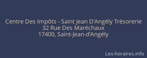 Centre Des Impôts - Saint Jean D'Angély Trésorerie