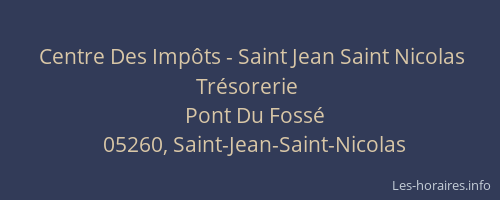 Centre Des Impôts - Saint Jean Saint Nicolas Trésorerie