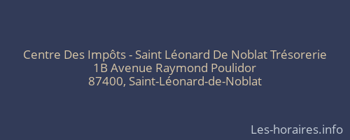 Centre Des Impôts - Saint Léonard De Noblat Trésorerie