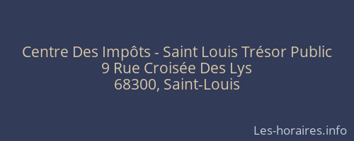 Centre Des Impôts - Saint Louis Trésor Public